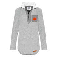 clemson sherpa pullover tunic in light gray