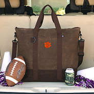 clemson soft canvas cooler at tailgate