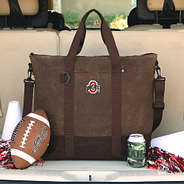 ohio state waxed canvas cooler at tailgate