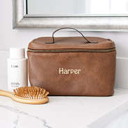 personalized train case with khaki name monogram