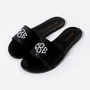 Monogrammed Jelly Slides in Black