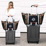 hickory leopard neoprene weekender split image