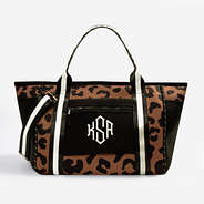 Monogrammed Neoprene Weekender in Hickory Leopard