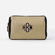 Monogrammed Neoprene Cosmetic Case in Tan