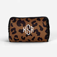 Monogrammed Neoprene Cosmetic Case in Hickory Leopard