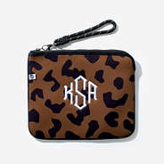 Monogrammed Neoprene Wristlet Bag in Hickory Leopard