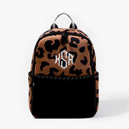 Monogrammed Neoprene Backpack in Hickory Leopard