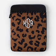 monogrammed laptop case in hickory leopard