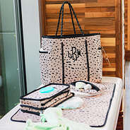 neoprene diaper changing carryall with neoprene diaper bag - blush safari