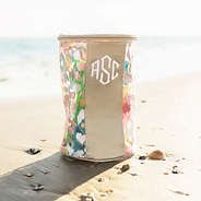 metallic leopard ditty bag on beach