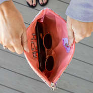 inside of wristlet pouch - coral floral