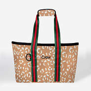monogrammed market basket in caramel leopard