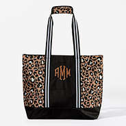 Monogrammed Large Zip Top Tote in Cheetah