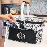 Monogrammed Picnic Basket using outside pocket