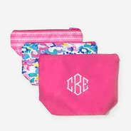 Monogrammed Packable Cosmetic Bags in Watercolor Cheetah
