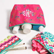 monogrammed wild bloom bud cosmetic bags with toiletries