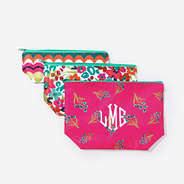 Monogrammed Packable Cosmetic Bags in Wild Bloom Buds