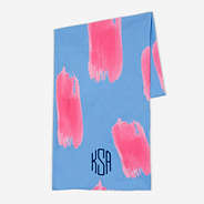 Monogrammed Blue & Pink Paintbrush Microfiber Towel