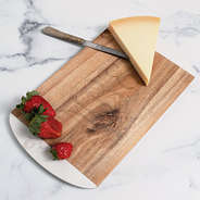 monogrammed marble cutting board with strawberries