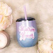 matron of honor sticker on wine tumbler