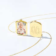 Monogrammed Reversible Pendant Locket in Gold
