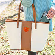 clemson tigers logo stripe canvas tote