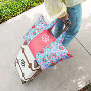 coral botanical packable weekend with suitcase