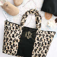 classic cheetah packable duffel on map