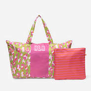 Monogrammed Packable Weekend Duffel Bag in Petal Leopard