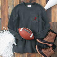 charcoal alabama waffle crewneck sweatshirt with duck boots