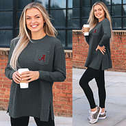charcoal alabama waffle crewneck sweatshirt with leggings and leopard sneakers