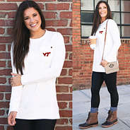 ivory virginia tech quilted sweatshirt split image