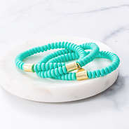 mint clay bead bracelet on marble