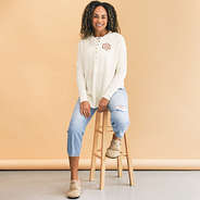 monogrammed ivory waffle henley tunic with moccasins