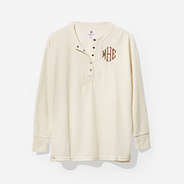 monogrammed waffle henley tunic in ivory FA24