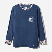 Monogrammed Emma Sweatshirt in Navy Leopard - new