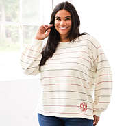 autumn stripes puff sleeve sweatshirt on julia ann