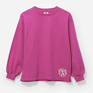 monogrammed puff sleeve sweatshirt in magenta