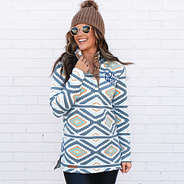 personalized denim aztec pullover with winter beanie