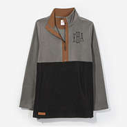 Monogrammed Colorblock Fleece Pullover in Black