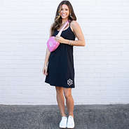 Monogrammed exercise dress with belt bag