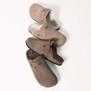 personalized clogs in tan and mocha