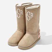 Monogrammed Sherpa Booties in Tan -New