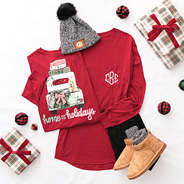 crimson F25 christmas t-shirt flatlay