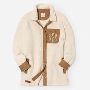monogrammed sherpa shacket in oatmeal new