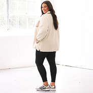 back of oatmeal sherpa shacket