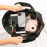 inside of quilted camo tote set