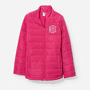 monogrammed puffer jacket in hot pink