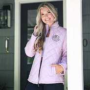Model in Lilac Puffer Jacket