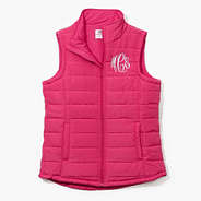 Monogrammed Puffer Vest in Hot Pink